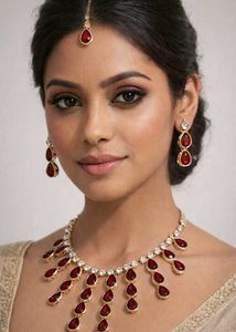 Elegant Red Stone Jewelry Set