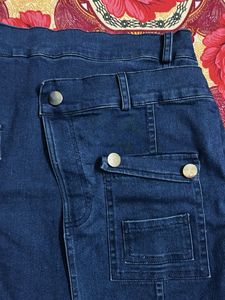 Denim Wrap Skirt with silver Buttons