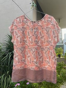 Chic Leaf Print Casual Top