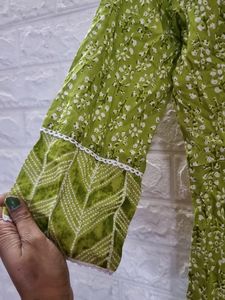 With Tags Fresh Green Pure Cotton Kurti Small