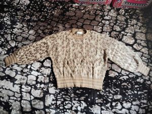 Animal print knit sweater