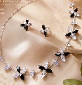 Elegant Black &amp; White Stone Jewellery Set.