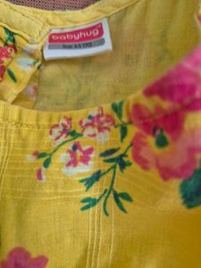 Yellow Floral Dress with Ruffle Sleeves