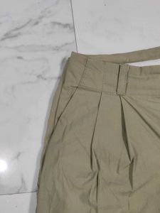 Light olive Pleated Wide-Leg Pants