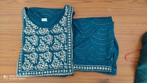 Teal Embroidered Kurta Set