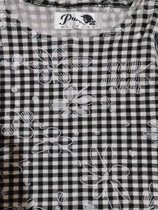 Black &amp; White Gingham Floral Crop Top
