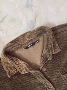 Brown Corduroy Button-Up Shirt