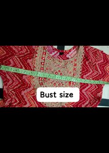 Stunning Red Bandhani Kurta with dupatta