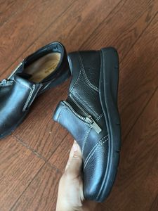 Clarks Black Leather Zip Shoes