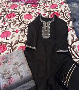 Elegant Black Kurta Set with Dupatta