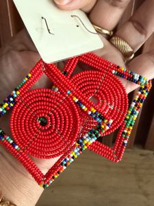 Vibrant Beaded Hoop Earrings