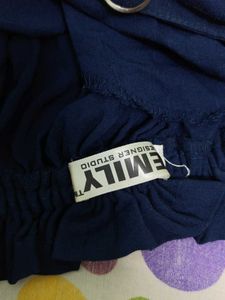 Navy Blue Bell Sleeve Top