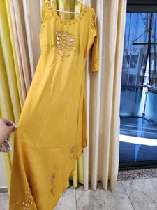 Mustard Yellow Nice Floor Length Kurti