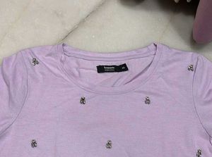 Bossini Embellished Lavender T-Shirt