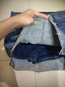 Distressed Denim Mini Skirt