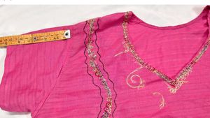 Vibrant Pink Embroidered Kurta