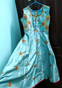 Sky Blue Embroidered Anarkali Gown