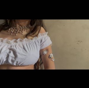 Boho Pearl Necklace & Arm Cuff Set