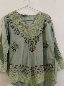 Boho Embroidered V-Neck Tunic Top