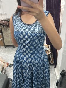 Blue Printed Casual Dress