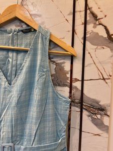Light Blue Plaid Jumpsuit, Bust- 36/38