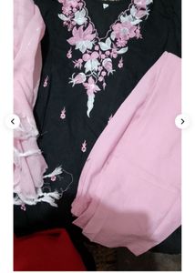 XL-Sized 3 piece Elegant Black Kurta Set