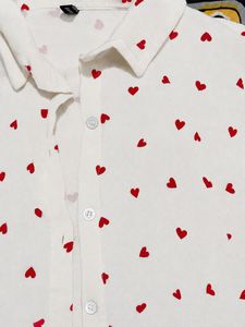 Cute White Shirt with Red Hearts
