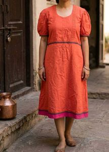 Red Puff Sleeve Dress