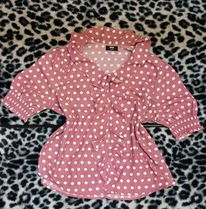 Chic Pink Polka Dot Blouse