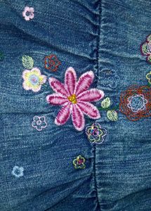 Imported Y2K Flared Embroidered Denim Tiered Skirt