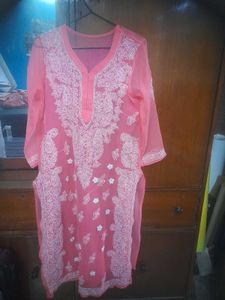 Pink Chikankaari Embroidered Kurta Set