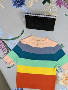 Rainbow Striped Cropped Knit Top 🌈