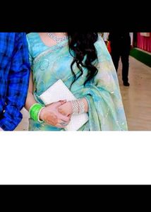 Elegant Blue &amp; Green Tie-Dye Saree