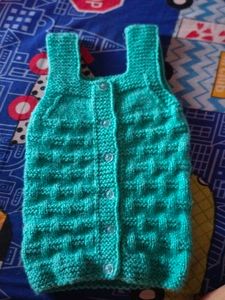 Handmade Teal Knit Baby Vest