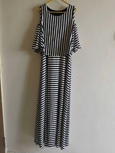 Striped Cold Shoulder Maxi Dress