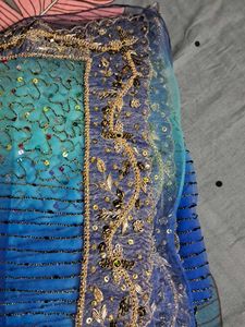 Handwork Zari embroidered Net Sari
