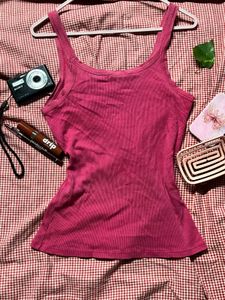 Hot Pink Y2K Ribbed Tank Top