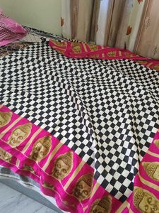 Unique Checkered dupatta with Buddha Print