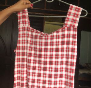 Red and White Square Neck Mini Dress