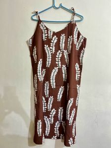 Chic Brown Floral Print Slip Dress