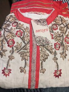 Khadi Cotton Heavy Embroidery Kurta With Dupatta