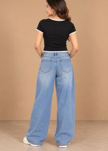 Black Ribbed Crop Top with White Trim