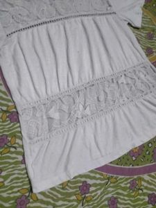 Chic White Lace Detail Top