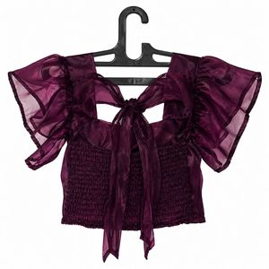 Padded Puffy Sleeve Bow Top