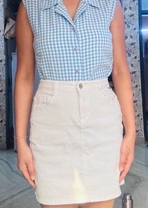 Chekered Shirt With Sky Blue And White Stripes