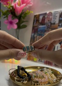 Shining Blue/Pink/Black Gemstone Ring
