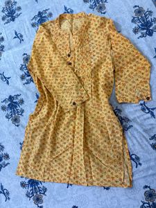 Yellow Floral Print Kurta