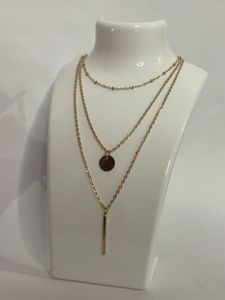 Layered Gold Tone Disc Necklace
