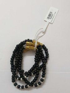 Elegant Black Beaded Bracelet Set