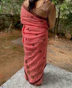 Elegant Pink Embroidered Saree